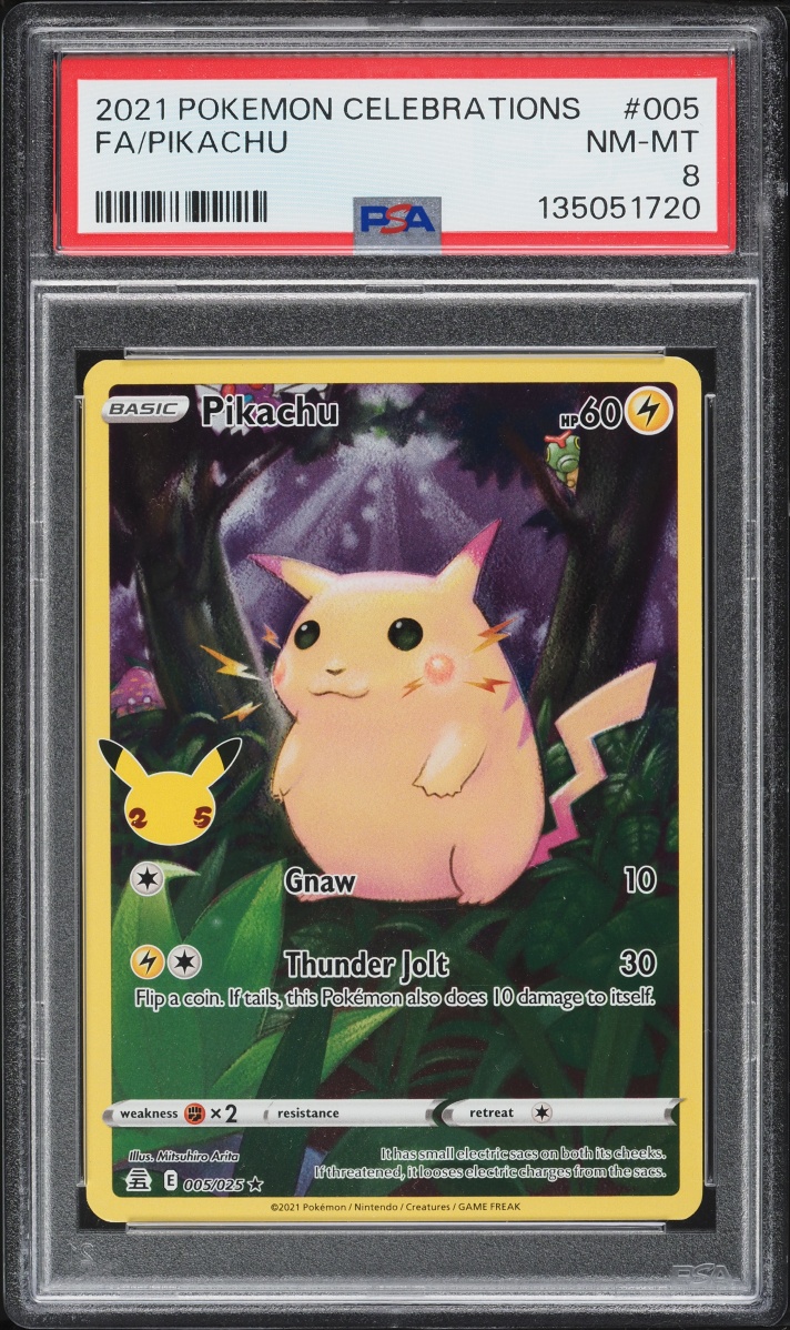 2021 Pokemon Sword & Shield Celebrations Full Art Pikachu #5 PSA 8 NM-MT