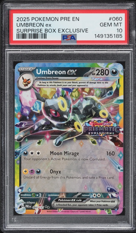 2025 Pokemon Scarlet & Violet Prismatic Evolutions Surprise Box Umbreon ex #60 PSA 10 GEM MINT