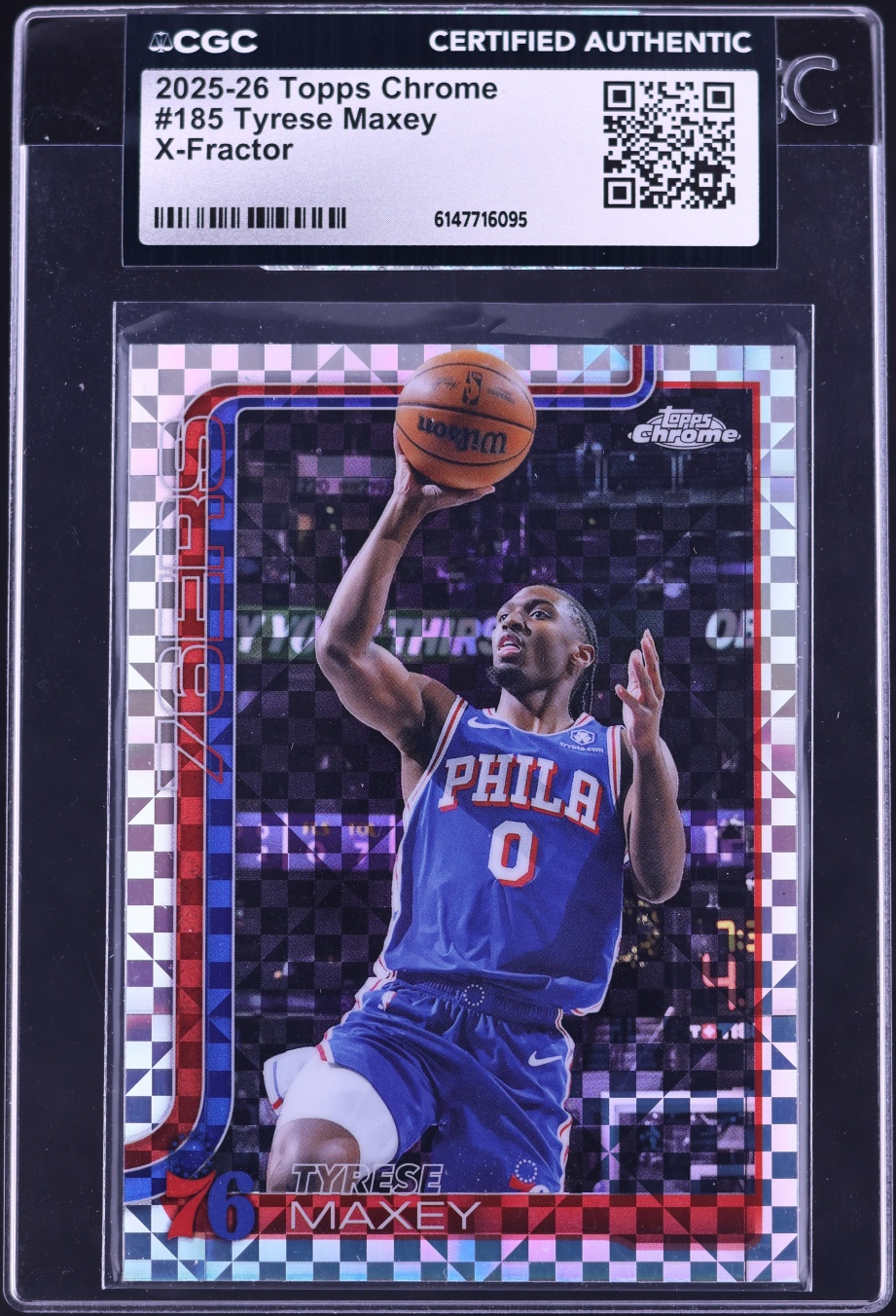 2025 Topps Chrome Xfractor Tyrese Maxey #185 CGC AUTH