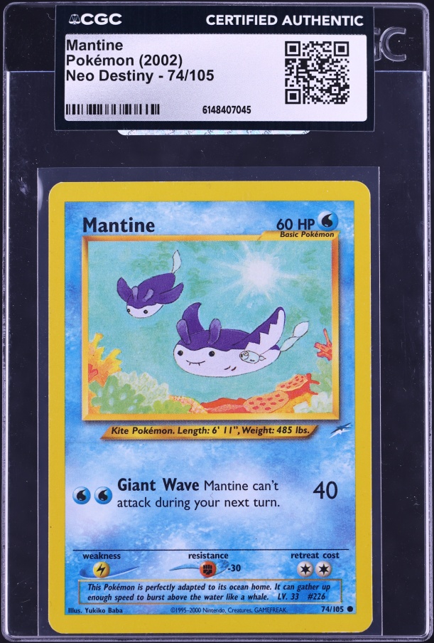2002 Pokemon Neo Destiny Mantine #74 CGC AUTH on Fanatics Collect