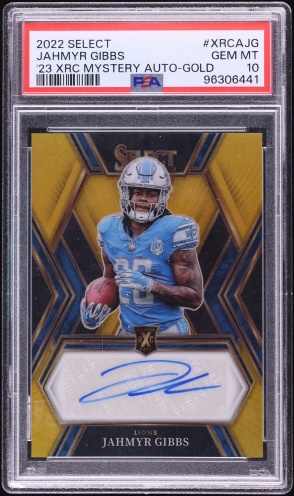 2022 Select '23 XRC Prizm Mystery Redemption Gold Jahmyr Gibbs