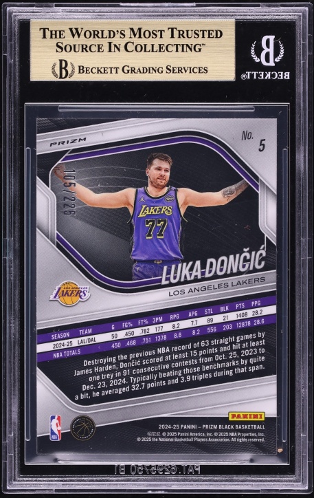 2024 Panini Prizm Black Luka Doncic /225 #5 BGS 9.5 GEM MINT