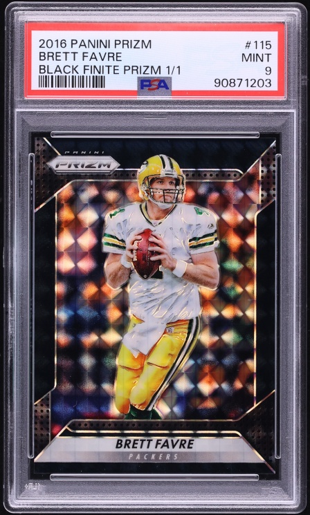 2016 Panini Prizm Black Finite Brett Favre 1/1 #115 PSA 9 MINT