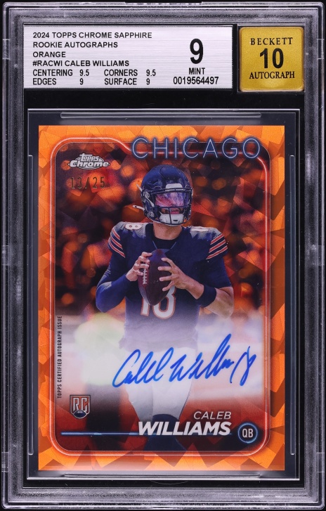 2024 Topps Chrome Sapphire Orange Caleb Williams ROOKIE AUTO /25 #RA-CWI BGS 9 MINT