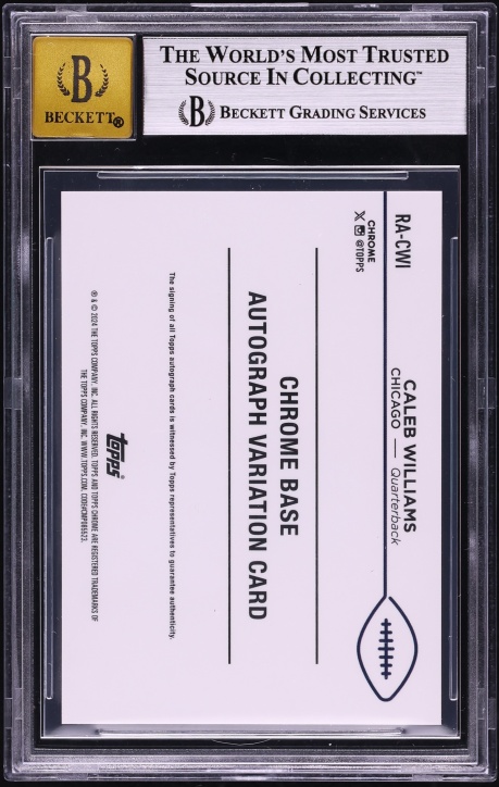 2024 Topps Chrome Sapphire Orange Caleb Williams ROOKIE AUTO /25 #RA-CWI BGS 9 MINT