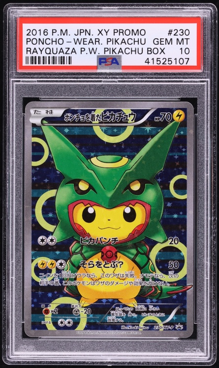 2016 Pokemon Japanese XY Promo Box Full Art Rayquaza Poncho Pikachu #230 PSA 10 GEM MINT