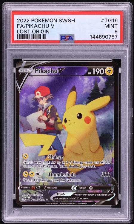 2022 Pokemon Sword & Shield Lost Origin Trainer Gallery CHR Pikachu V #TG16 PSA 9 MINT