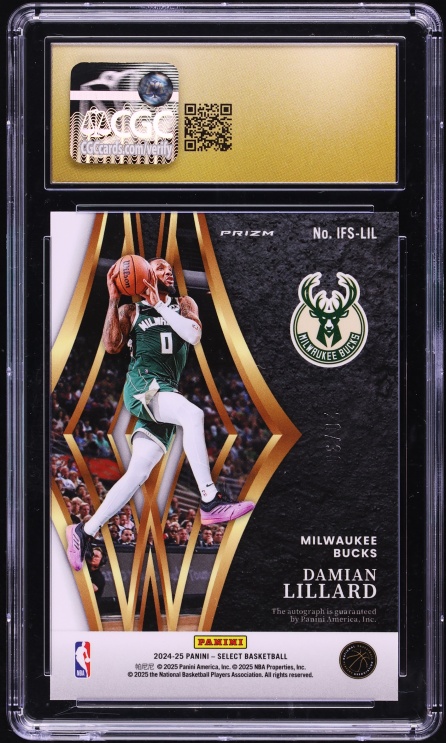 2024 Select In Flight Neon Orange Pulsar FOTL Damian Lillard AUTO /30 #IFS-LIL CGC 10 PRISTINE
