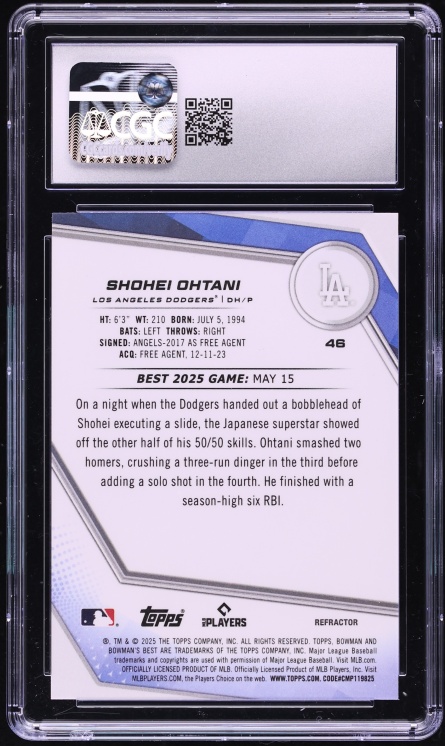 2025 Bowman's Best Refractor Shohei Ohtani #46 CGC 10 GEM MINT