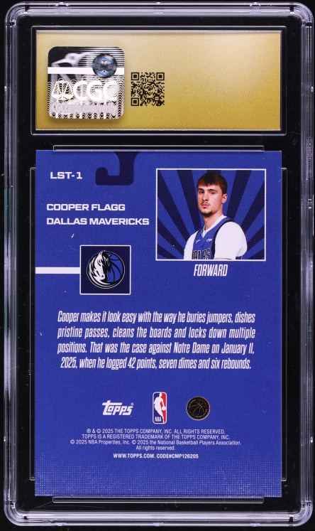 2025 Topps Limited Stock Legends Cooper Flagg ROOKIE #LST-1 CGC 10 PRISTINE