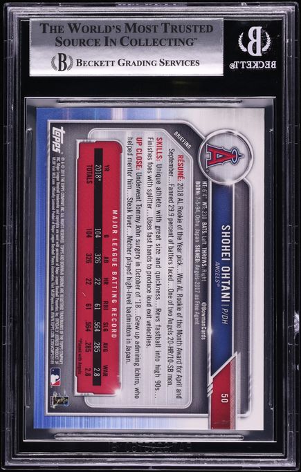 2019 Bowman Chrome Red Refractor Shohei Ohtani /5 #50 BGS 8.5 NM-MT+