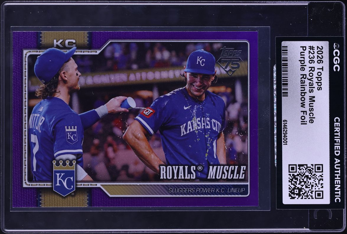 2026 Topps Purple Rainbow Foil Royals Muscle Bobby Witt Jr. Jac Caglianone /250 #236 CGC AUTH