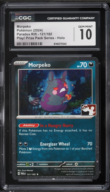 2024 Pokemon Scarlet & Violet Paradox Rift Play! Prize Pack Holo Morpeko #121 CGC 10 GEM MINT
