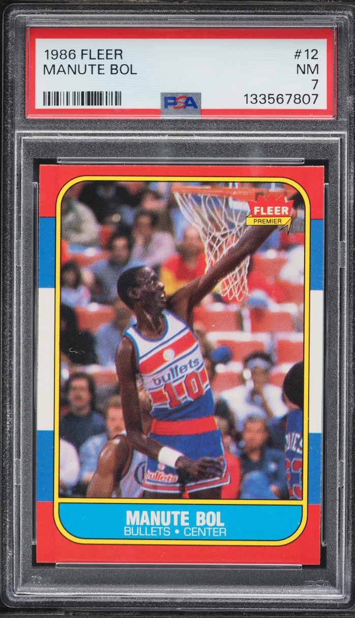 1986 Fleer Basketball Manute Bol ROOKIE #12 PSA 7 NRMT