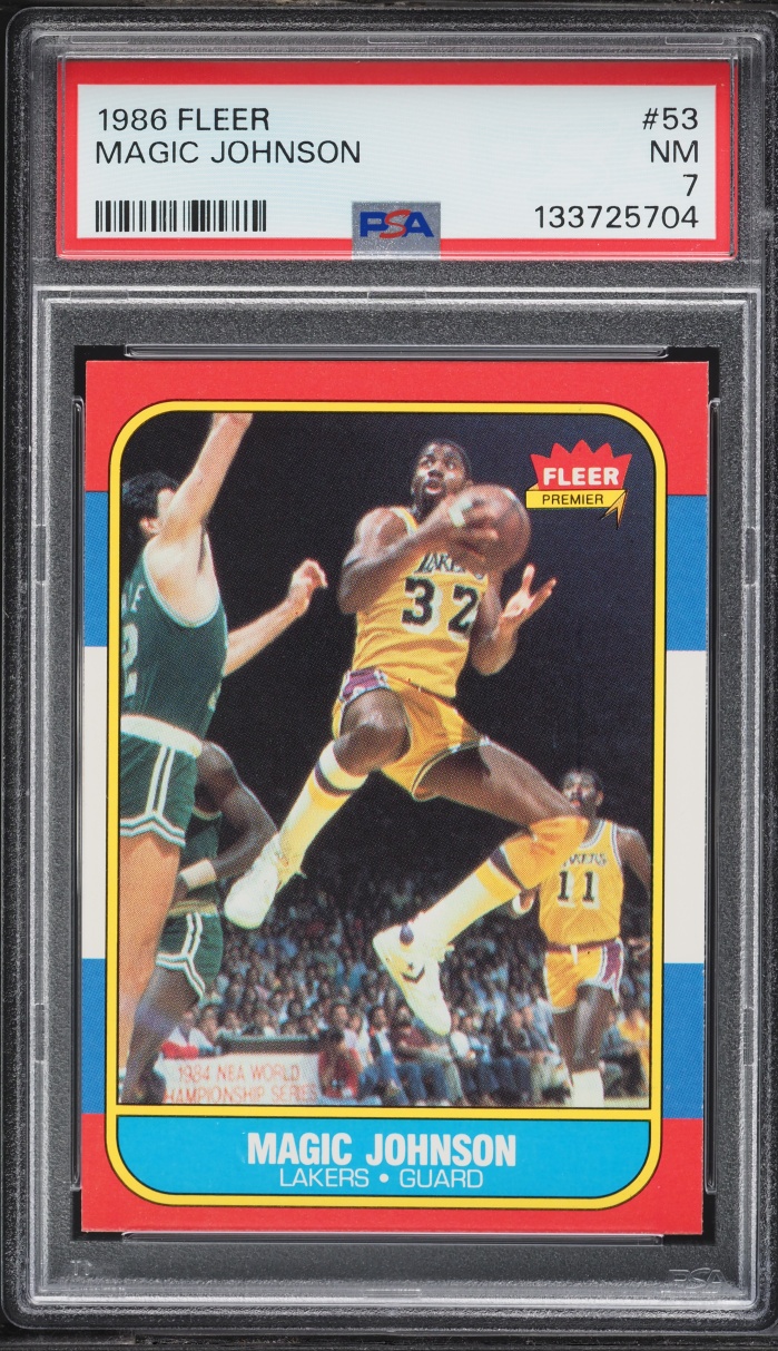 1986 Fleer Basketball Magic Johnson #53 PSA 7 NRMT