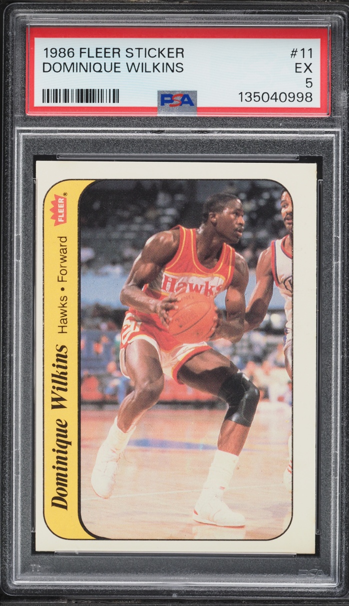 1986 Fleer Sticker Basketball Dominique Wilkins #11 PSA 5 EX