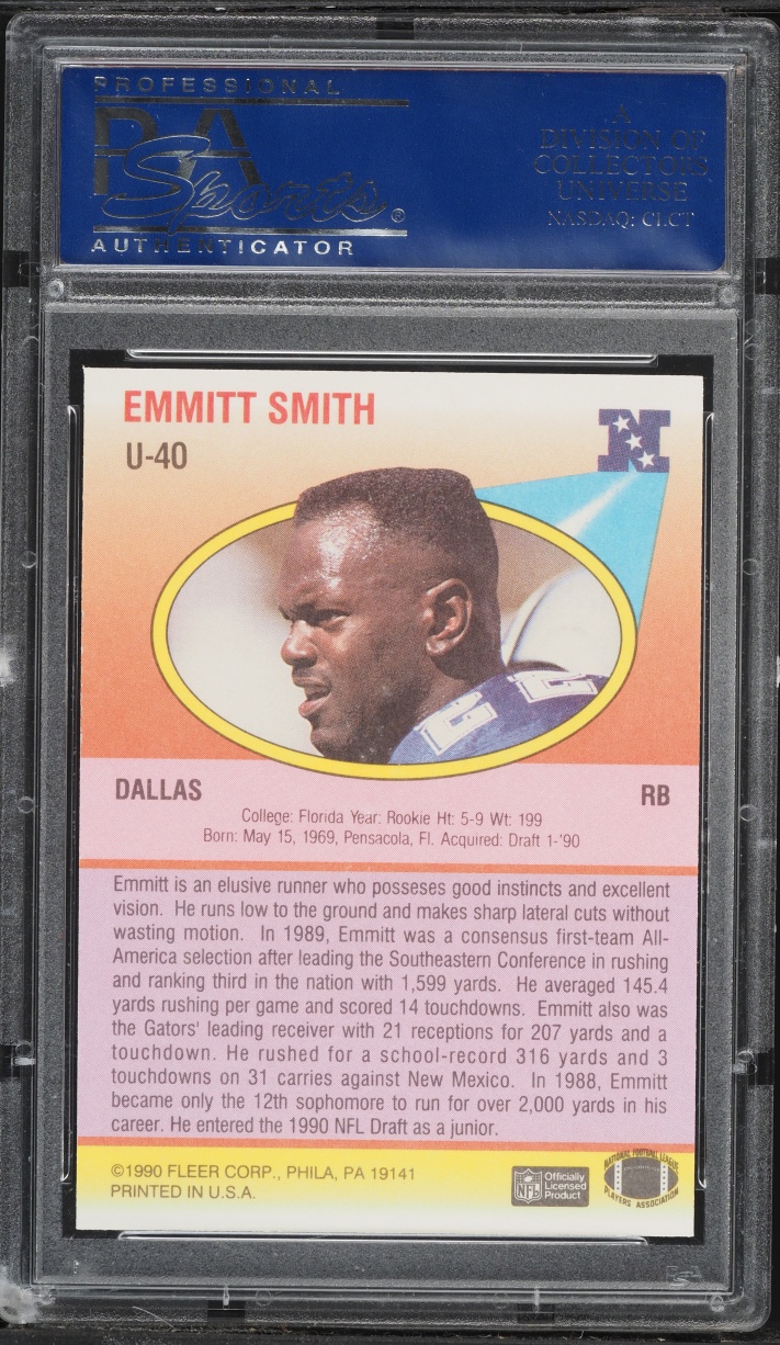 1990 Fleer Update Emmitt Smith ROOKIE #U-40 PSA 10 GEM MINT