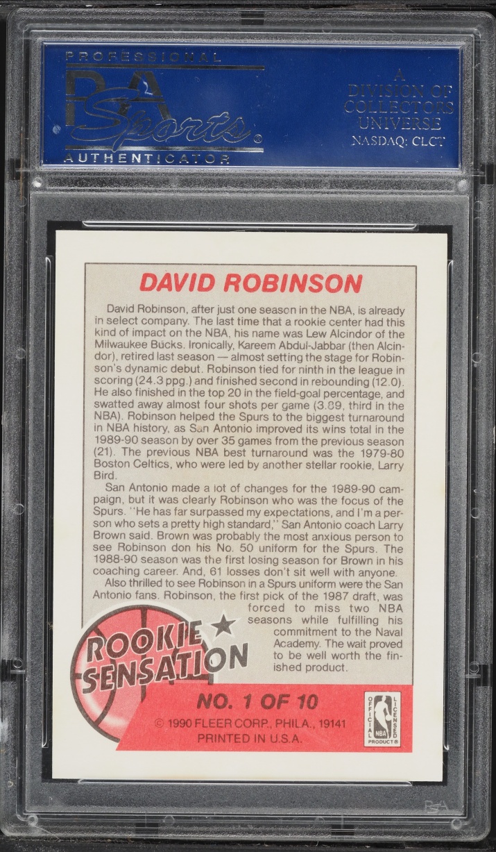 1990 Fleer Sensations David Robinson ROOKIE #1 PSA 10 GEM MINT