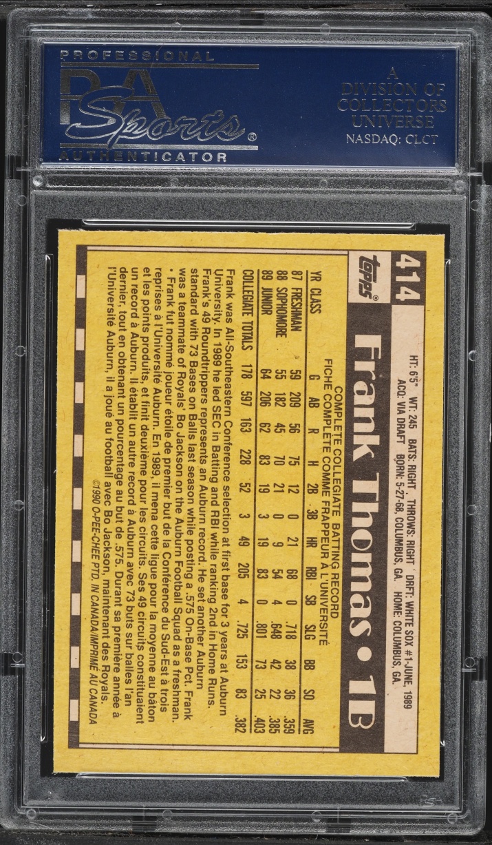 1990 O-Pee-Chee Frank Thomas ROOKIE #414 PSA 9 MINT