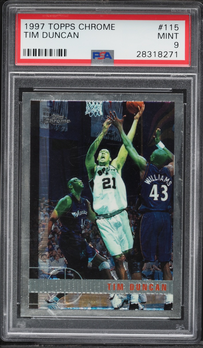 1997 Topps Chrome Tim Duncan ROOKIE #115 PSA 9 MINT