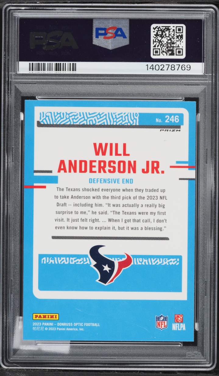 2023 Donruss Optic Stars Will Anderson Jr. ROOKIE #246 PSA 10 GEM MINT
