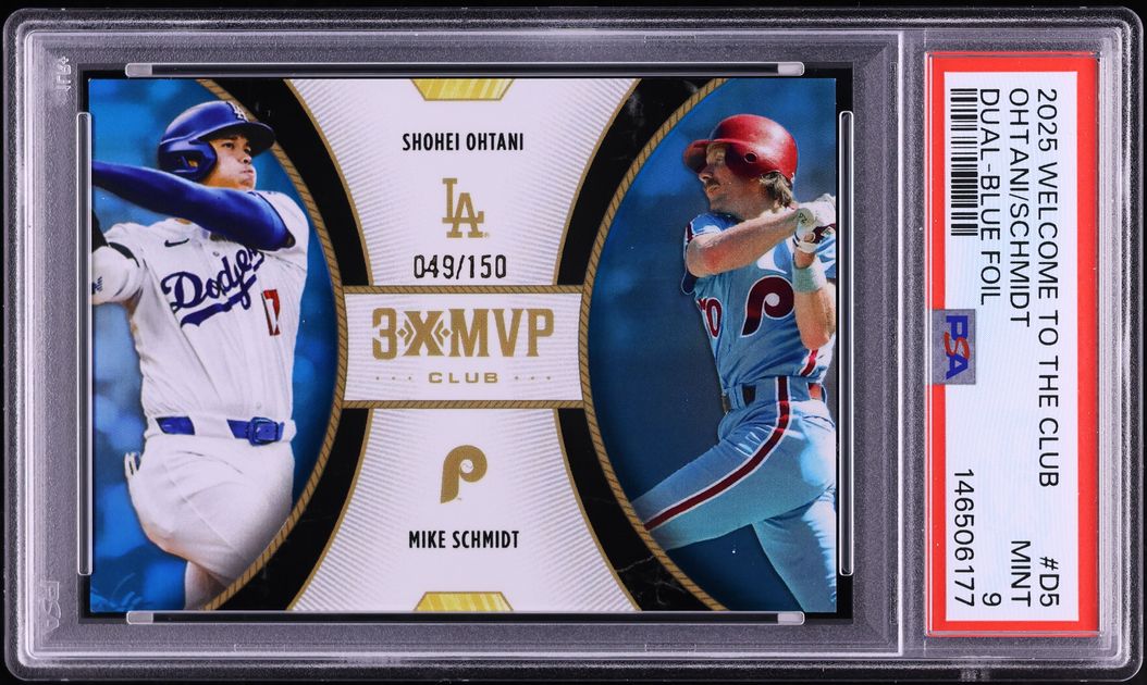 2025 Topps Welcome To The Club 3x MVP Blue Foil Shohei Ohtani Mike Schmidt /150 #D5 PSA 9 MINT
