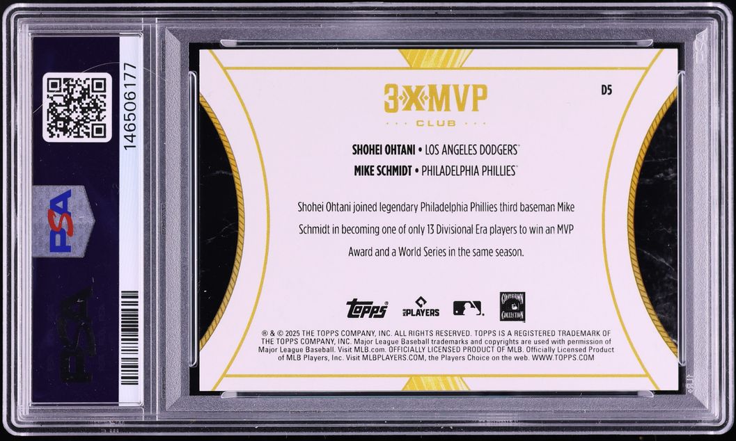 2025 Topps Welcome To The Club 3x MVP Blue Foil Shohei Ohtani Mike Schmidt /150 #D5 PSA 9 MINT