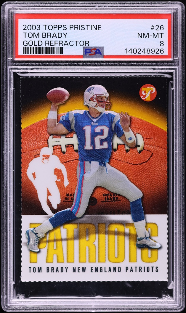 2003 Topps Pristine Gold Refractor Tom Brady /150 #26 PSA 8 NM-MT