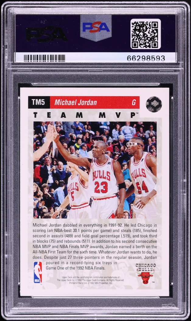 1992 Upper Deck Team MVP's Michael Jordan #TM5 PSA 10 GEM MINT