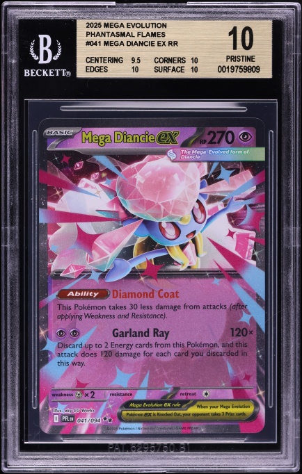 2025 Pokemon Mega Evolution Phantasmal Flames Holo Mega Diancie ex #41 BGS 10 PRISTINE