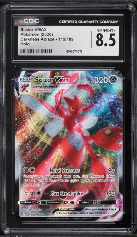 2020 Pokemon Sword & Shield Darkness Ablaze Full Art Scizor VMAX #119 CGC 8.5 NM-MT+