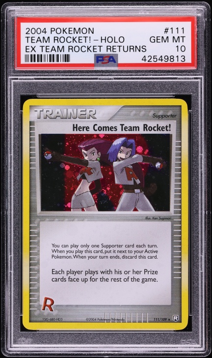 2004 Pokemon EX Team Rocket Returns Holo Here Comes Team Rocket! #111 PSA 10 GEM MINT