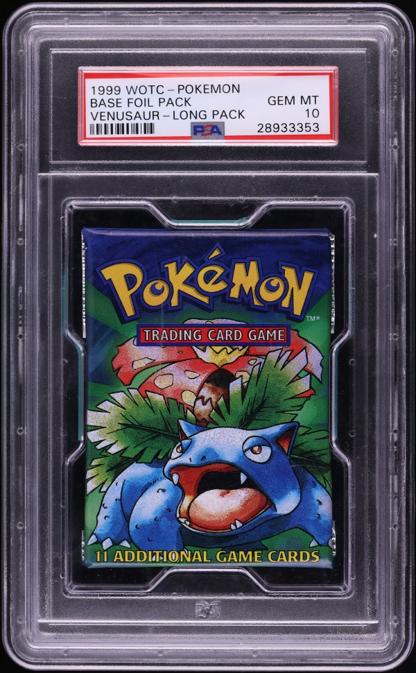 1999 Pokemon Base Set Long Booster Pack Venusaur Art PSA 10 GEM MINT on Fanatics Collect 1999 Pokemon Base Set Long Booster Pack Venusaur Art PSA 10 GEM MINT on Fanatics Collect