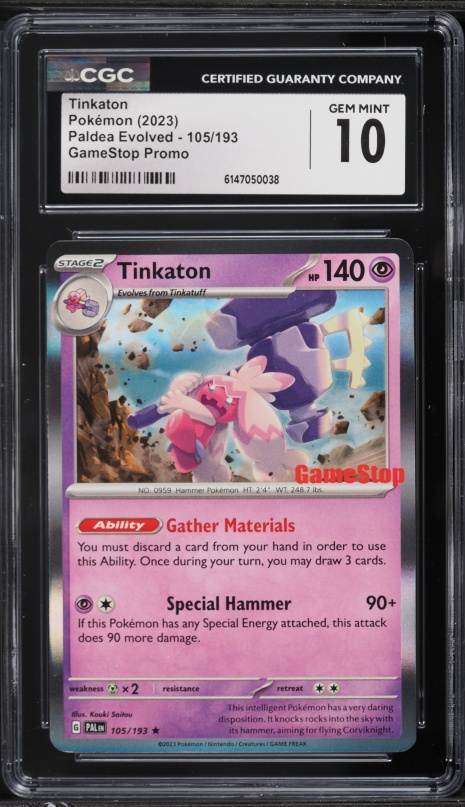 2023 Pokemon SV Paldea Evolved GameStop Promo Tinkaton #105 CGC 10 GEM MINT
