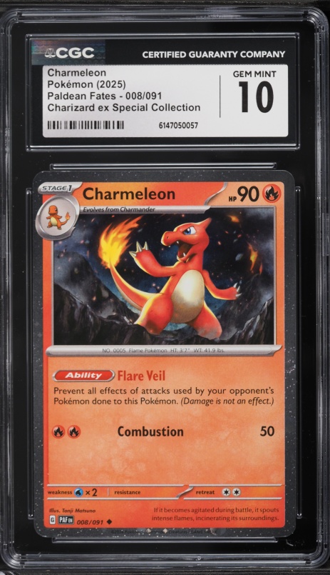 2025 Pokemon Scarlet & Violet Paldean Fates Charizard ex Special Charmeleon #8 CGC 10 GEM MINT