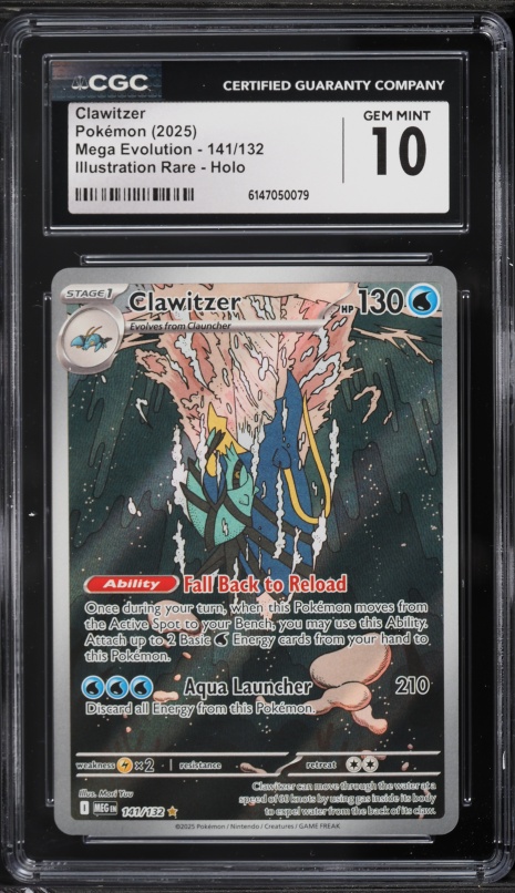 2025 Pokemon Mega Evolution IR Clawitzer #141 CGC 10 GEM MINT