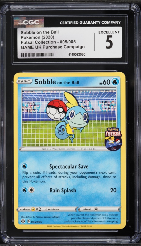 2020 Pokemon Sword & Shield Futsal Collection Game UK Campaign Sobble On The Ball #5 CGC 5 EX