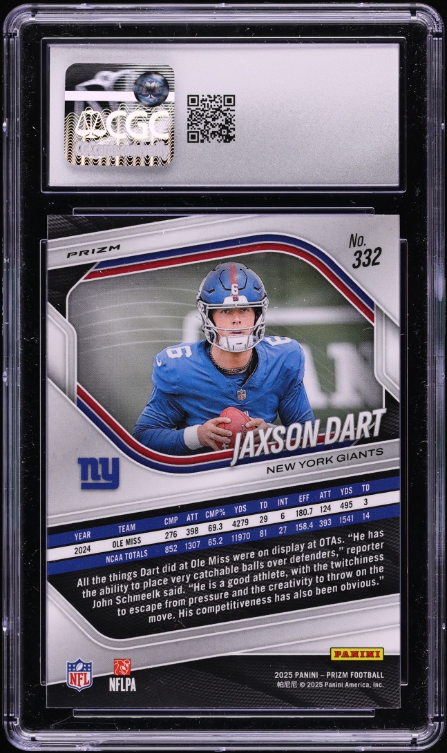 2025 Panini Prizm Silver Jaxson Dart ROOKIE #332 CGC 10 GEM MINT