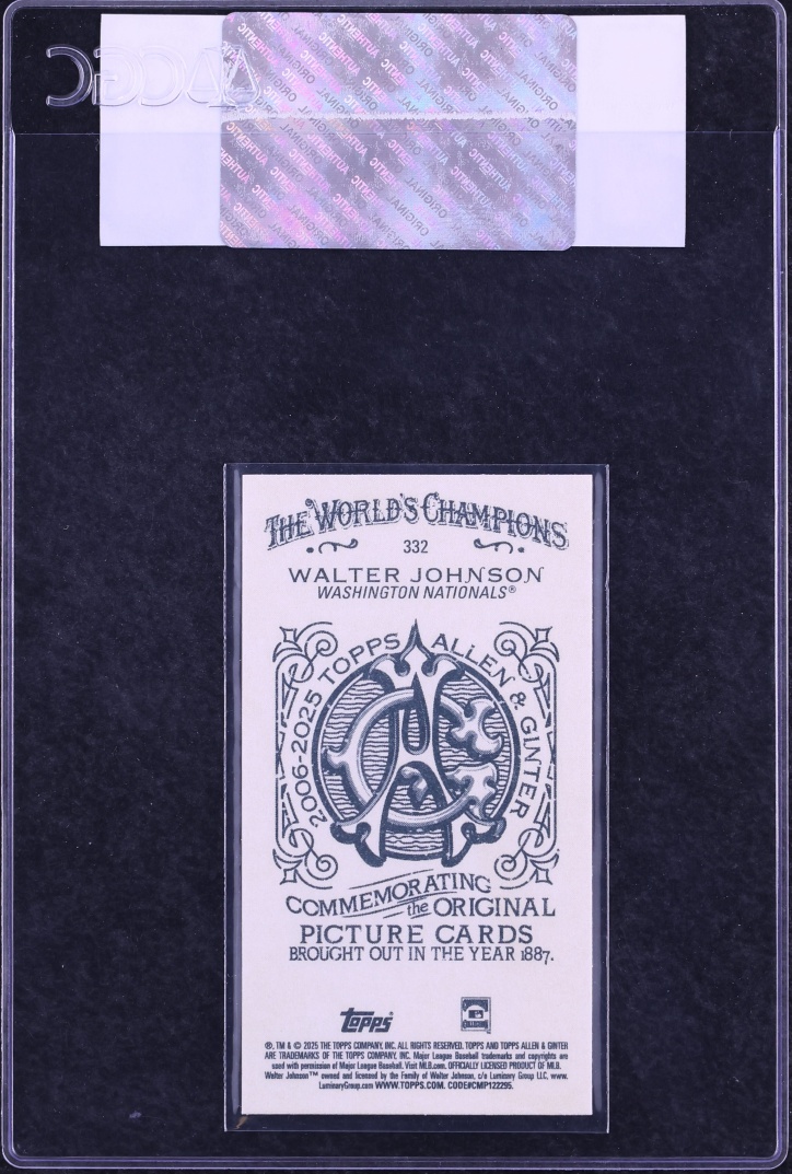 2025 Topps Allen & Ginter Mini A&G Back Walter Johnson #332 CGC AUTH