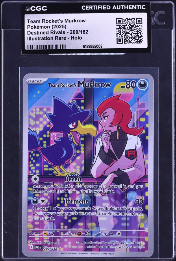 2025 Pokemon Scarlet & Violet Destined Rivals IR Team Rocket's Murkrow #200 CGC AUTH