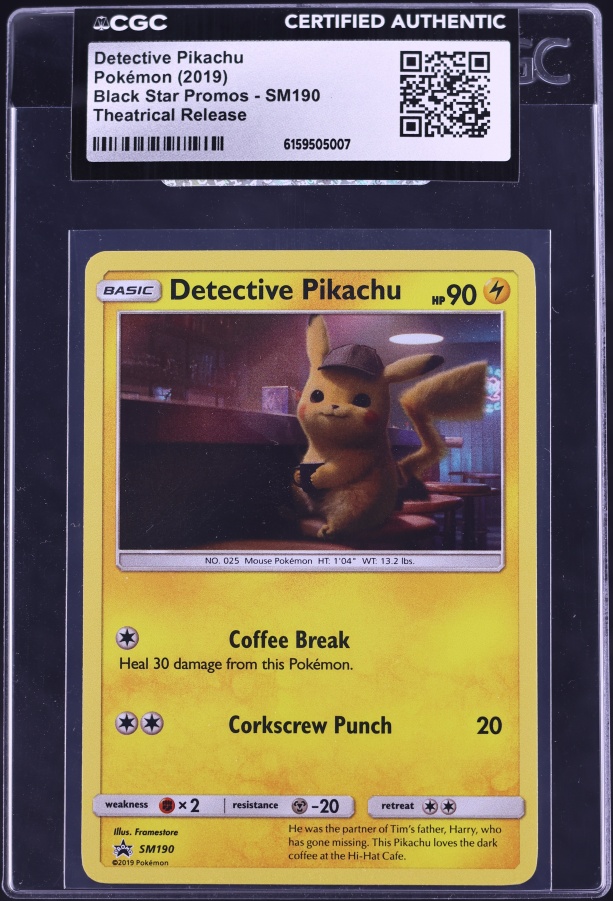 2019 Pokemon Sun & Moon Promo Theatrical Release Detective Pikachu #SM190 CGC AUTH