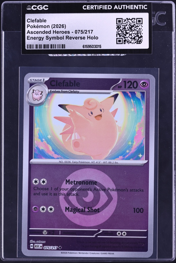 2026 Pokemon Mega Evolution Ascended Heroes Energy Symbol Reverse Holo Clefable #075 CGC AUTH