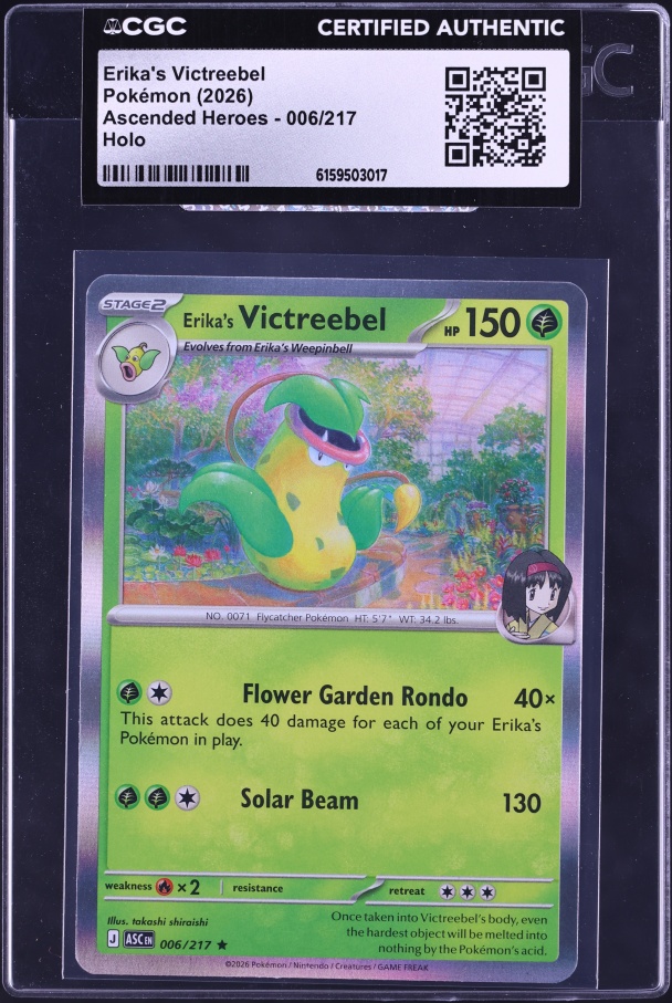 2026 Pokemon Mega Evolution Ascended Heroes Holo Erika's Victreebel #006 CGC AUTH
