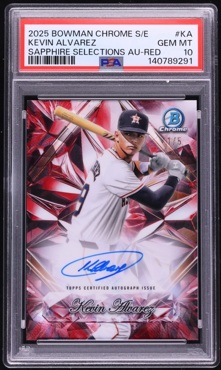 2025 Bowman Chrome Sapphire Edition Selections Red Kevin Alvarez AUTO 1/5 #KA PSA 10 GEM MINT