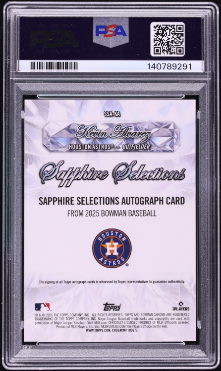 2025 Bowman Chrome Sapphire Edition Selections Red Kevin Alvarez AUTO 1/5 #KA PSA 10 GEM MINT