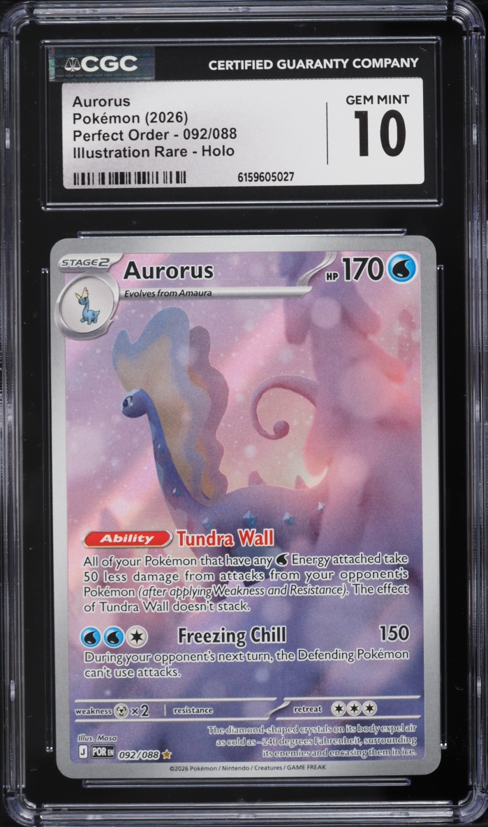 2026 Pokemon Mega Evolution Perfect Order IR Aurorus #92 CGC 10 GEM ...
