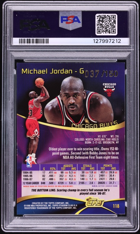 1997 Stadium Club One Of A Kind Michael Jordan /150 #118 PSA 7 NRMT