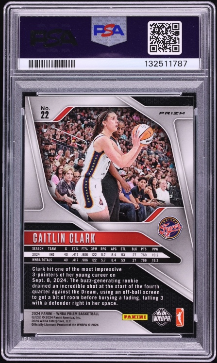 2024 Panini Prizm WNBA Silver Caitlin Clark ROOKIE #22 PSA 9 MINT