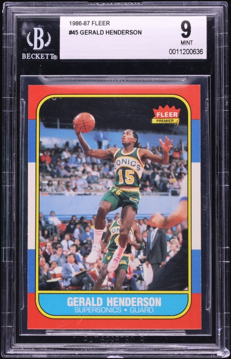 1986 Fleer Basketball Gerald Henderson #45 BGS 9 MINT