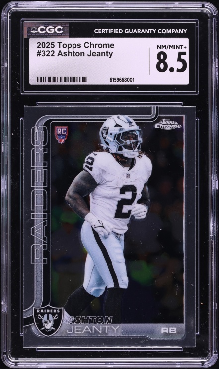 2025 Topps Chrome Football Ashton Jeanty ROOKIE #322 CGC 8.5 NM-MT+